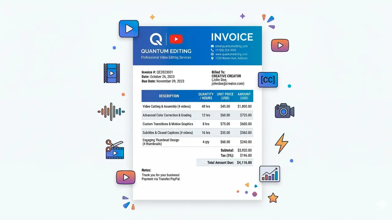 How to Make an Invoice for YouTube Video Editing (Step-by-Step Guide)