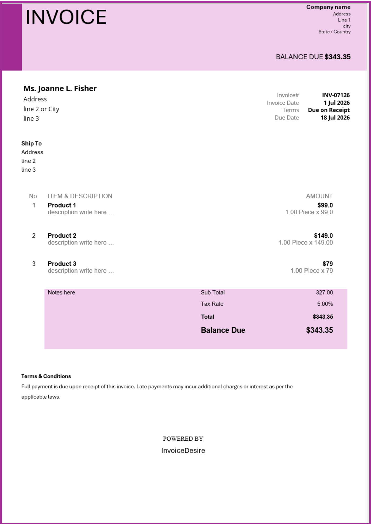 Electrical Invoice Template